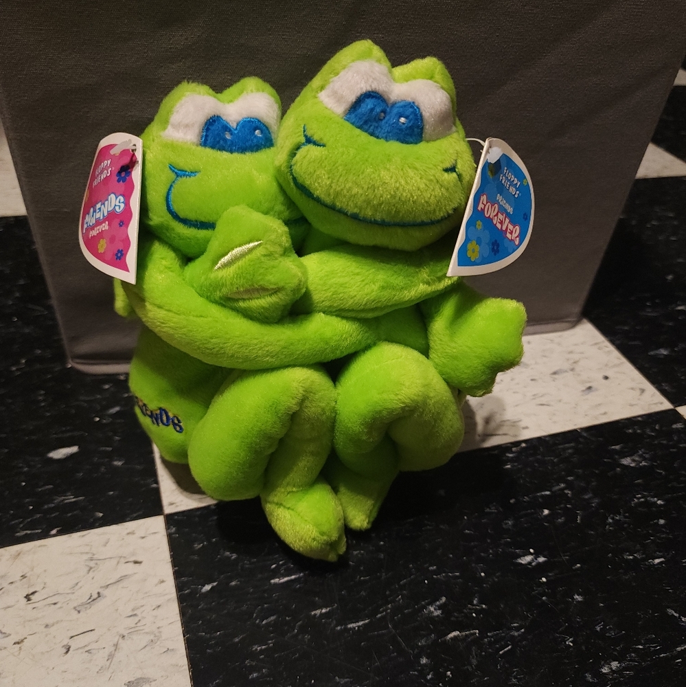 Vintage Floppy Friends Hugging Frogs Friends Forever